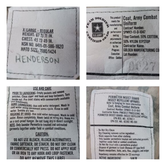 Army Combat Coat Uniform Camo Men's XL Team Soldier Certified Gear 5 Pockets Zip - Picture 12 of 14